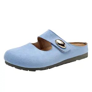 Women's Classic Rubber Mary Jane Clogs - Adjustable Buckle Closed-Toe Flat Slip-On Walking Footwear for Casual, Office Use