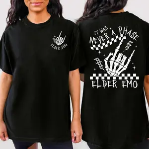 Funny Emo Moms Skeleton Shirt, It Was Never A Phase Shirt, Elder Emo Shirt, Mothers Day Gifts, Emo Mama Tee, Funny Mama Rocking Tee