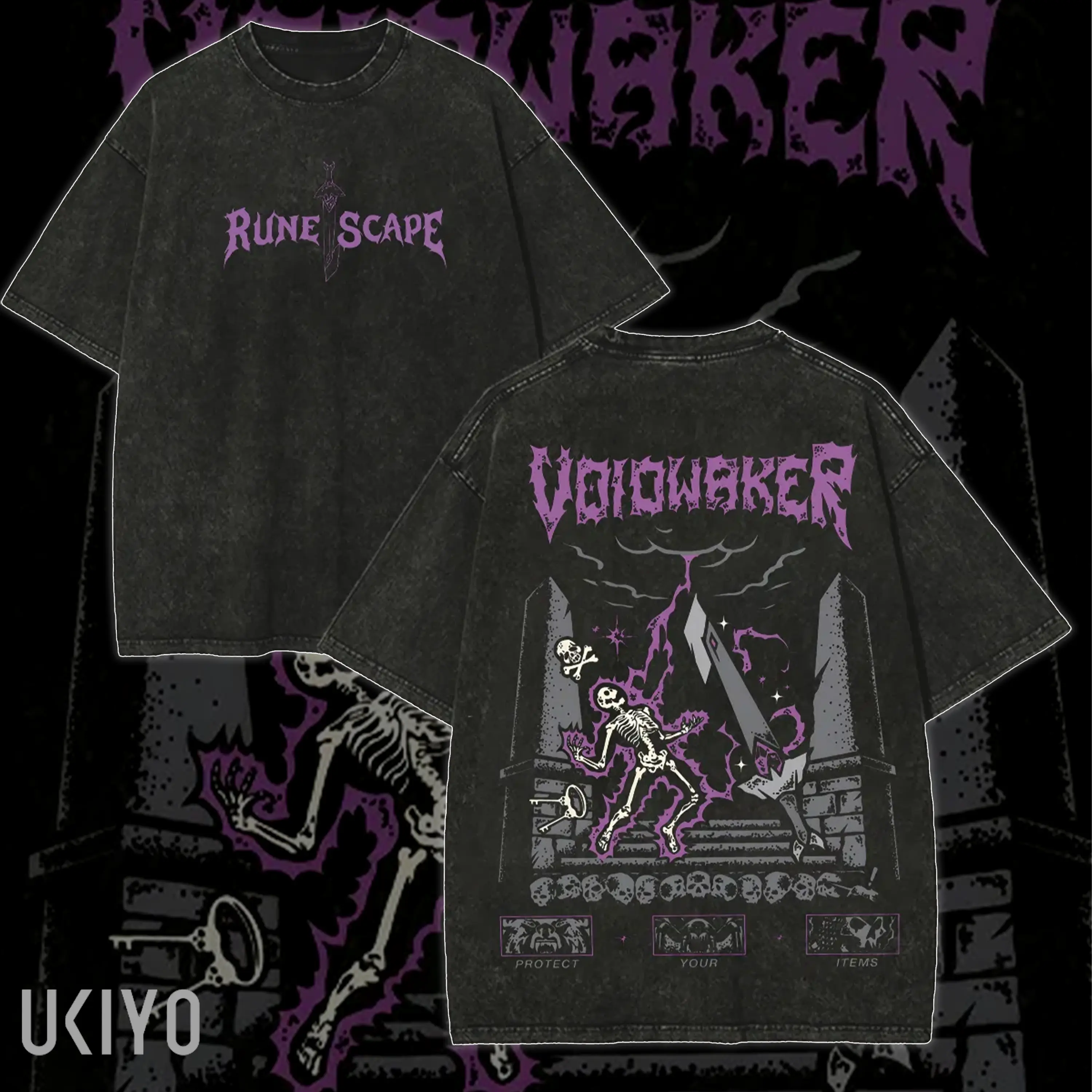 OSRS Voidwaker T-Shirt Old School RuneScape PKer Tee PvP Weapon Graphic Heavyweight Cotton Vintage Washed Oversized Mineral Wash Gamer Streetwear Gift