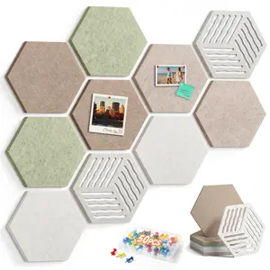 10 Pack hexagon felt bulletin board tiles, 9mm thick with gorgeous hollowed wave patterns.#WallDecor #RoomAesthetic #FeltBoard #HomeOfficeDecor #DormDecor #WallOrganization #HexagonWallTiles #HomeEssentials