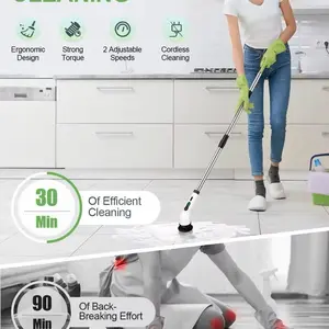 9 in 1 Electric Cordless Scrubber with Ergonomic Design Strong Torque 2 Adjustable Speeds for Efficient Cleaning