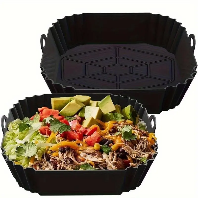 Silicone Air Fryer Liner, Foldable Baking Pan, Reusable Non-Stick Fryer Mat, Heat Resistant Silicone Basket, Multifunction Durable Kitchen Accessories