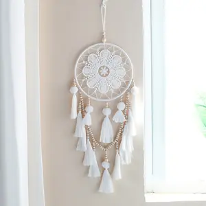Tassel Dream Catcher Handmade Pendant, Hangable Wedding Decoration, Ornaments, Room Wall Decor Gifts, Decorative Contemporary Style, Pine Wood Material