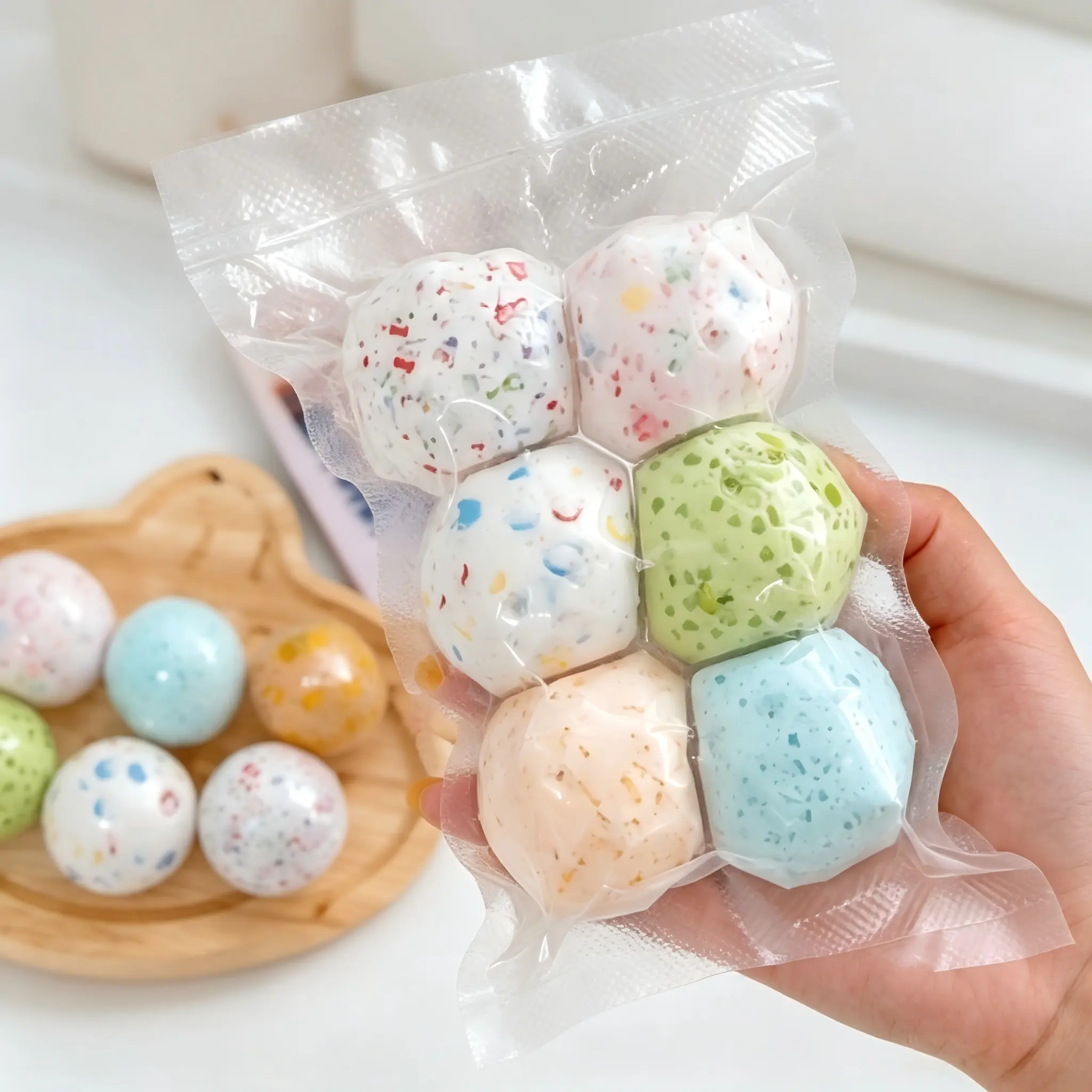 6 Pack Squish Stress Relief Balls, Soft Moldable Squeeze Fidget Toys with Satisfying Squish ASMR Sounds, Portable Anxiety Calming Sensory Toys, Cute Handmade Stress Balls Gift for Kids Teens Adults