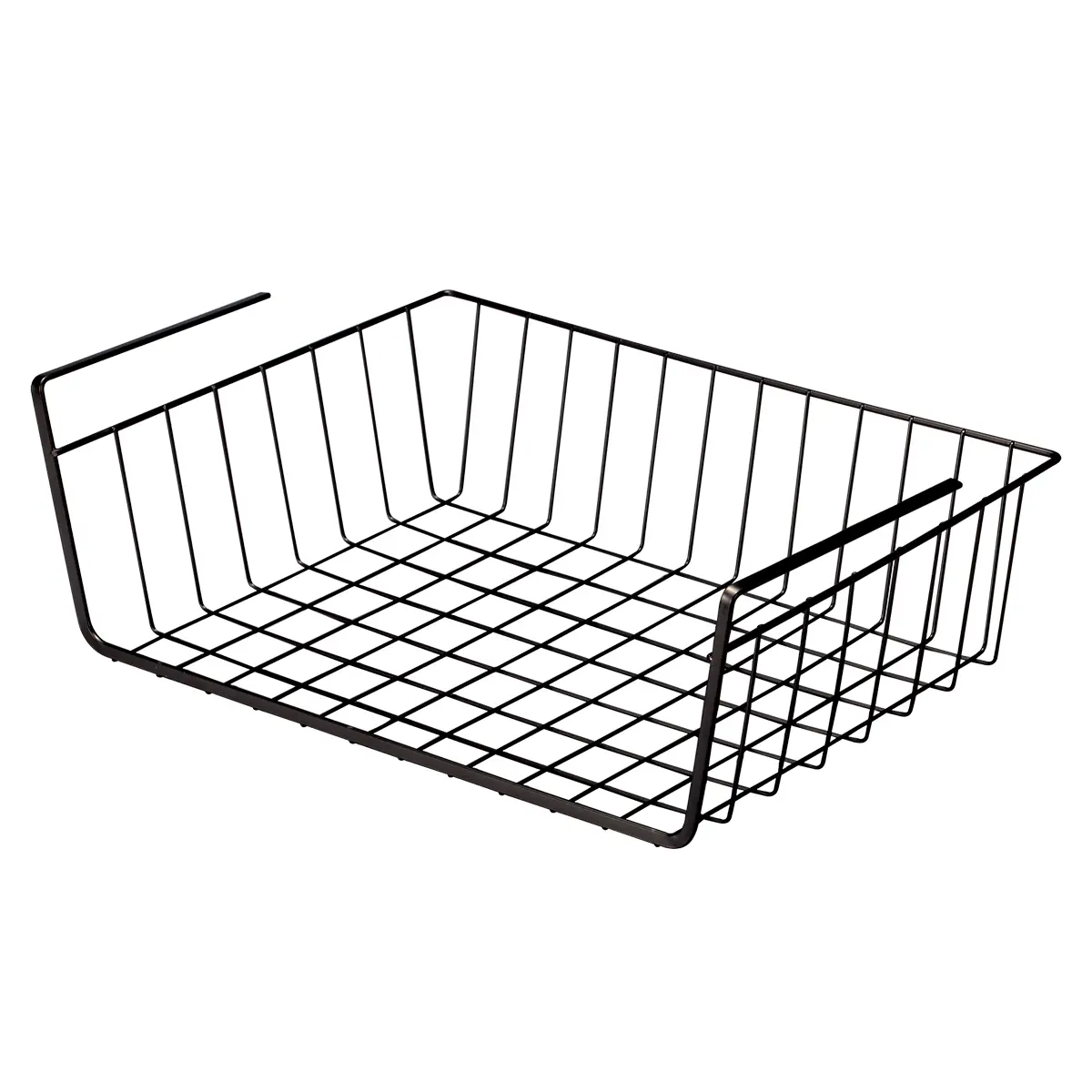YOYTOO 2-Pack Durable Modern Metal Hangable Under Shelf Wire Rack Shelves, Space Saver Storage Basket Set for Kitchen Pantry, Black Cabinet Hanging Home Organizer Supply