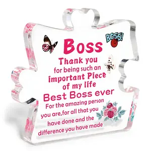 Boss Lady Gift Office Desk Decoration Signboard, Boss Day Gift, Birthday Present for Bosses and Leaders, Acrylic Plaque Decor