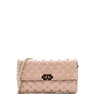 Pre-owned Valentino material Messenger Bags Garavani Rockstud Spike Wallet on Chain Quilted Patent Small by Rebag