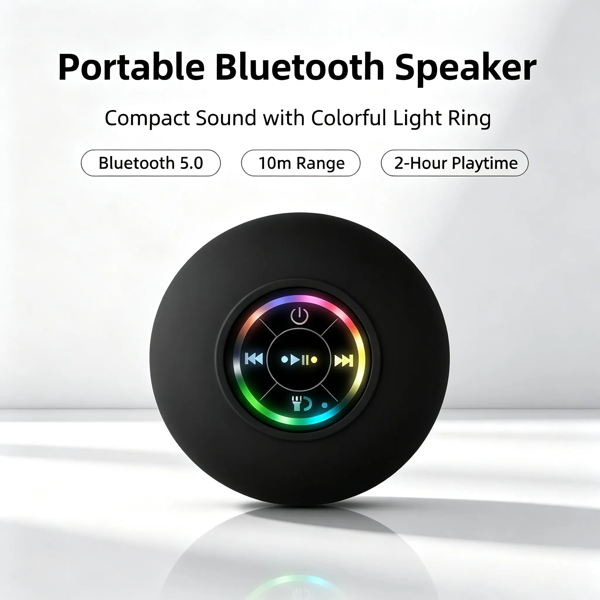 Multifunctional Portable Wireless Bluetooth Speaker - Waterproof (IPX6 Rating), LED Light, LED Music Visuals, Hands-Free Calling, USB Rechargeable, Ideal for Outdoor Camping, Shower Use Weatherproof Wireless Speaker Multifunctional Portable Speaker