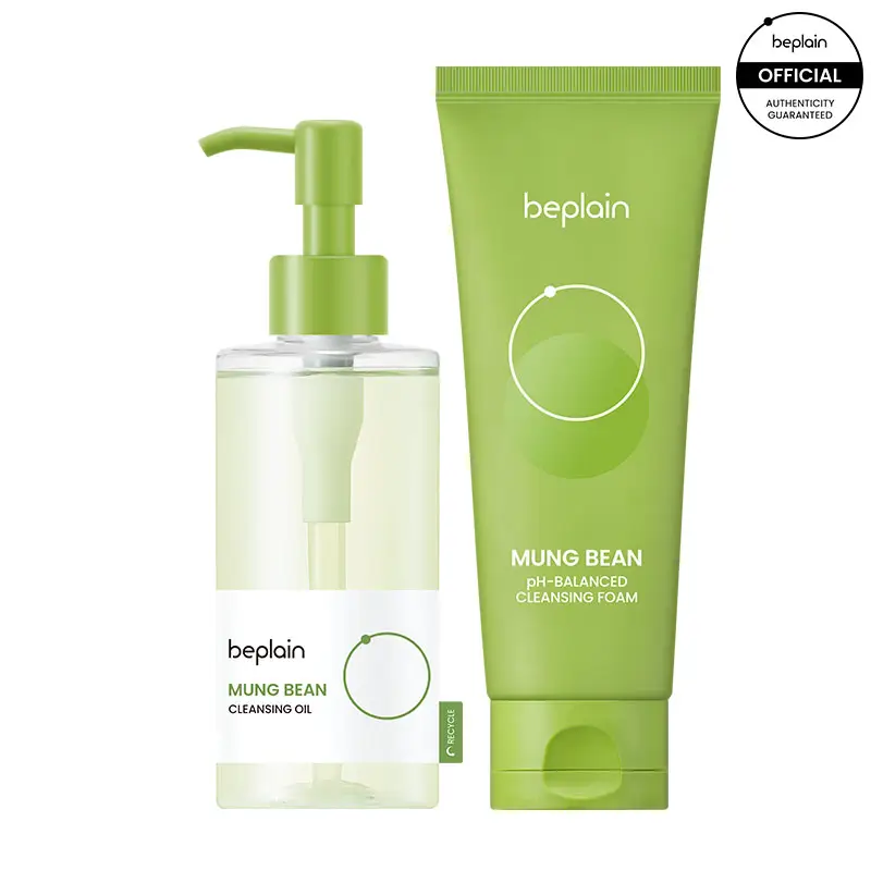 [beplain Official] Skin Detox Cleansing Duo for Zero Texture Skin| Korea's No.1, Korean Skincare,Gentle Deep Face Wash Foam & Makeup Oil Cleanser for