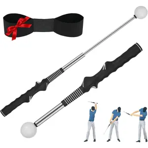 5-in-1 Retractable Golf Swing Trainer,  Aid with Grip Trainer, Swing Mechanics for Beginners & Tempo  for , Click Feedback, Arm Connection, Right/Left-Handed, Indoor/Outdoor