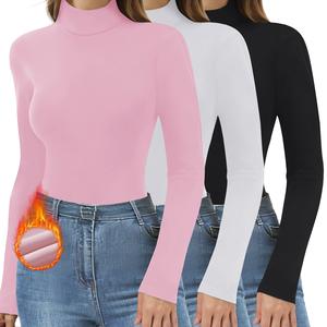 AKKQHH 3 Pack Fall Winter Fleece Lines Layering Top Thermal Turtleneck Long Sleeve Shirts Fall Winter Fashion Basic Thermal Underwear Tops Winter Clothes 2026 TiktokChristmas