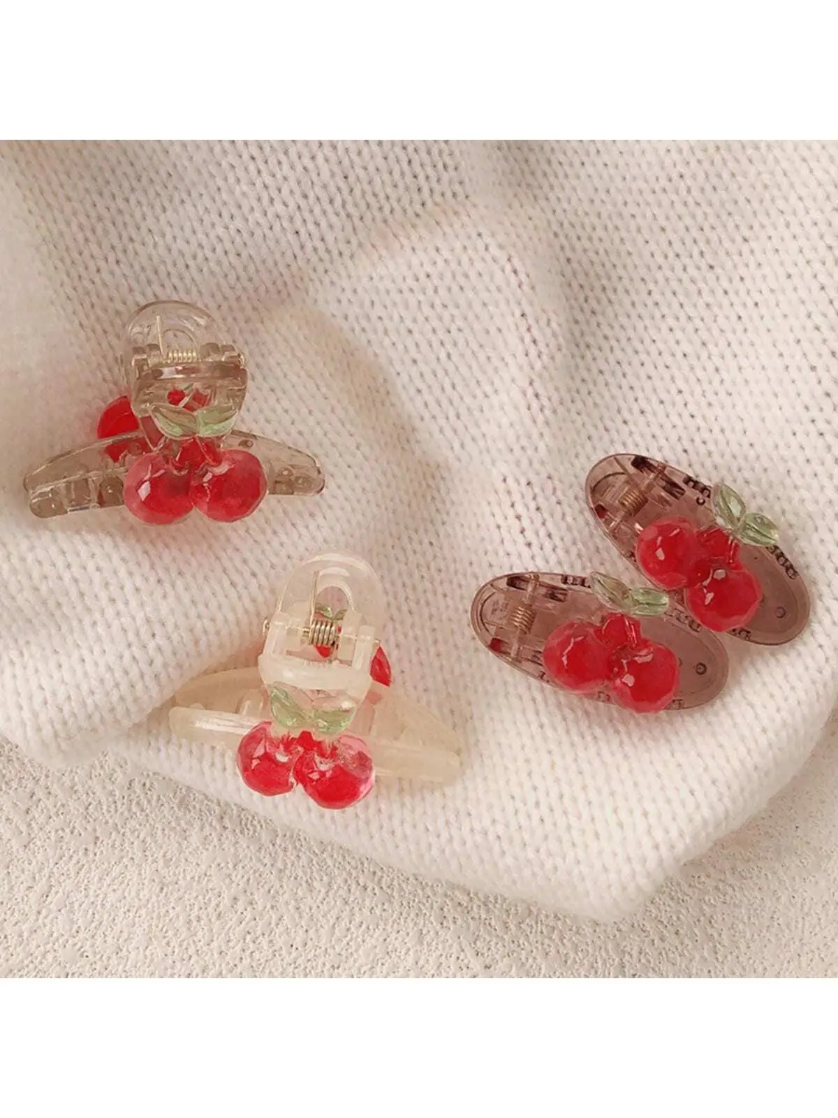 Hair 2pcs/1pc Clear Mini Cherry Hair Clips, Princess Style Side Bang Bangs Hair Claws, Sweet  Cute Hair Accessories Hair Accessories 6123