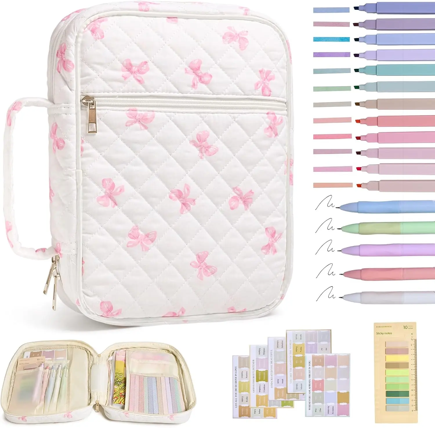 Halloween Fall Gift  Bible Bag Cover Case for Women Study Supplies Kit Church Book Holder | Bible Study Supplies w/ Tabs Pens Portable Church Book Quilted Large Carrying Case Christian Gifts for Women Girls