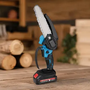 Mini Cordless Electric Chainsaw, Lightweight Lithium Branch Trimmer for Garden & DIY, Portable Tree Pruner with Safety Lock. Ideal for Wood Cutting, Vine Clearing, Orchard Maintenance, Shrub Shaping. Ergonomic Anti-Slip Grip, 4 or 6 Inch Options.