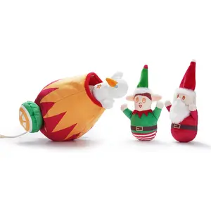 Nocciola 4 in 1 Christmas Canon Squeaky Dog Toys, Big Cannon Load with Squeaky Santa/Snowman/Elf, Hide and Seek Dog Toys, Chirstmas Gift for Dogs