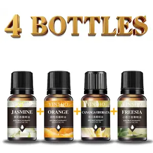 4 pcs (jasmine + orange + ylang-ylang + freesia) Aromatherapy Essential Oils Set,10ML Liquid Fragrance for Diffusers & Car Freshener