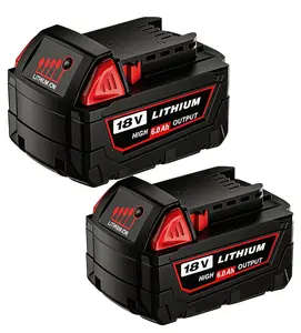 6.0Ah 18v Battery Compatible with Milwaukee m-18 Battery 2-Pack 48-11-1865 48-11-1850 48-11-1860 48-11-1865 48-11-1852 48-11-1840 48-11-1862 Cordless Power Tools