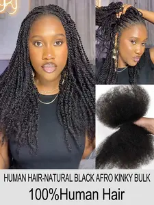 50g 1 Bundle 10-20 Inch Natural African Kinky Curly Hair, Raw High-Quality Human Hair, Braids, Cornrows, Extensions