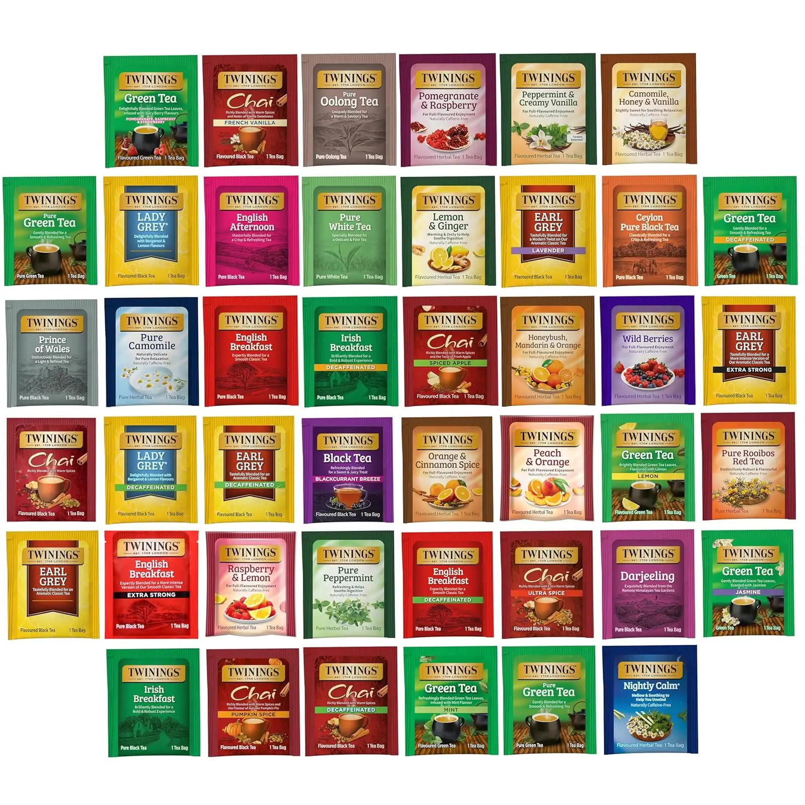 Twinings Tea Bag Sampler Assortment Beverage - 88-Count Variety Pack with 44 Unique Flavors, Ideal for Tea Lovers & Gift-Givers, Tea Bags