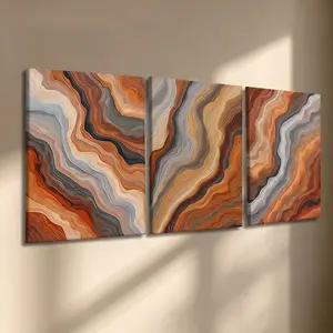 3 Pcs/Set Wooden-Framed Canvas Painting, Abstract Fluid Marble Canvas Wall Art, Terracotta & Grey Swirl Print, Serene Nautical Decor for Living Room, Bedroom, Kitchen, Dining Area, Entryway, Office, Modern Home Decor, Fashion Artistic Ornaments, Artwork