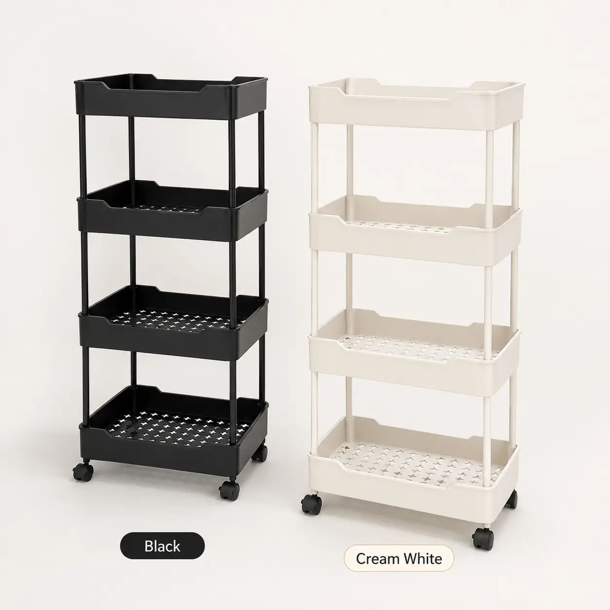 4-Tier Rolling Storage Cart with Smooth Wheels - Household Mobile Utility Organizer Racks for Bathroom, Kitchen, Decor & Room Decor Home Supplies