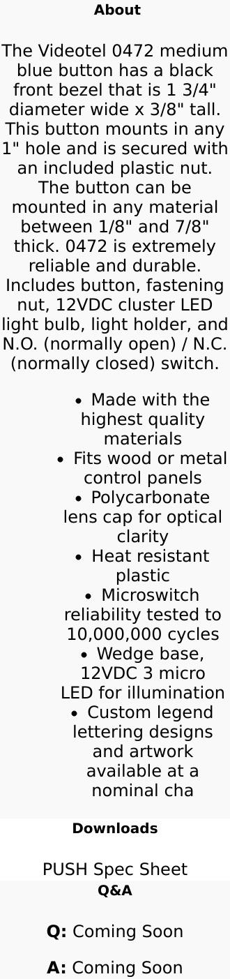 Medium Blue Plastic Mechanical Push Button