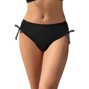 Women's Bikini Bottoms Full Coverage Swim Bottoms Mid Waisted Bathing Suit Bottoms Swimsuit Bottom