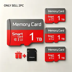 2 Sets Micro TF SD Cards for Car Audio, 1TB Durable SD Memory Card for Dash Cams, MicroSDXC Card for Surveillance Cameras, Micro SD Card for Mobile Phones, SD Card with Adapter for PC & Reliable Data Storage