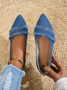 Women's Pointed Toe Flat Shoes, Casual Flats, Elegant French Style Commuter Low-Top Sneakers, Comfortable Mom Shoes for All Seasons