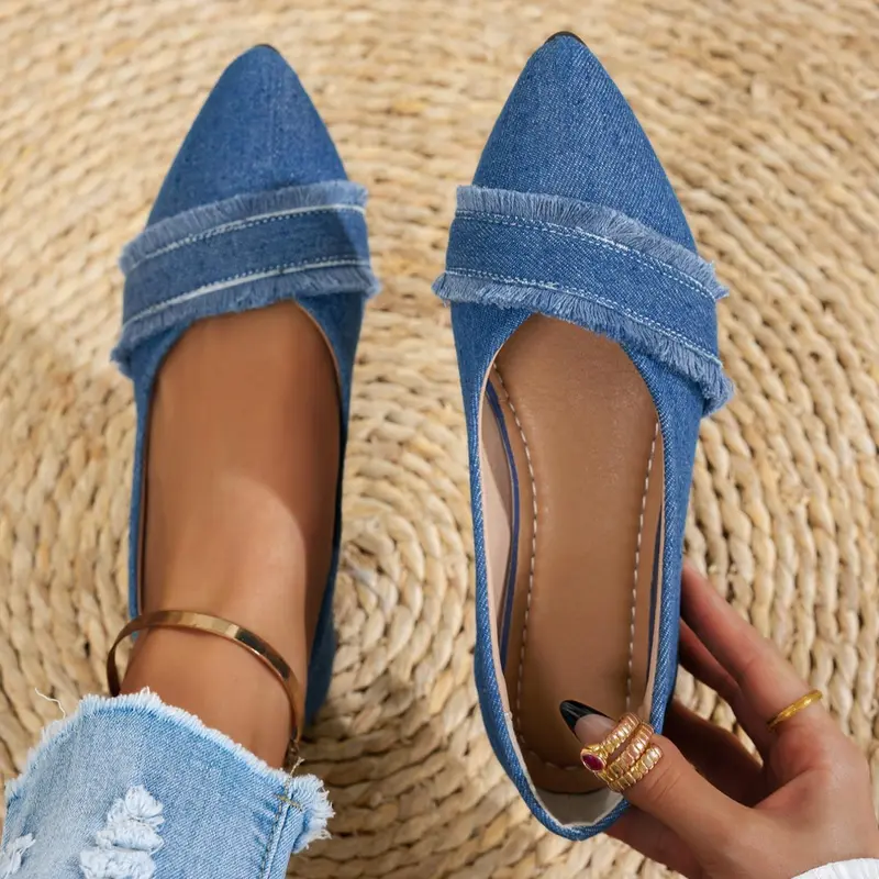 Women's Elegant French Style Pointed Toe Flat Shoes, Comfortable Slip-On Flats for All Seasons, Low Top Flats