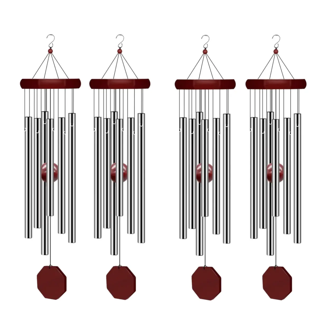 A Set of 4/2 Pcs Wind Chimes for Outside,Elegant Sympathy Wind-Chime Personalized with 6 Tuned Tubes for Garden Patio Balcony and Home,Ideal Father's Day Gift,Hand Tools Kits