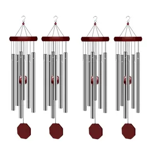 A Set of 4/2 Pcs Wind Chimes for Outside,Elegant Sympathy Wind-Chime Personalized with 6 Tuned Tubes for Garden Patio Balcony and Home,Ideal Gift,Hand Tools Kits