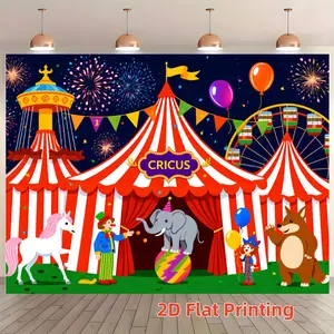 Carnival Theme Background Cloth, Tent Ferris Wheel Decoration, Children Birthday Party Photo Backdrop, Mall Promotional Event Props