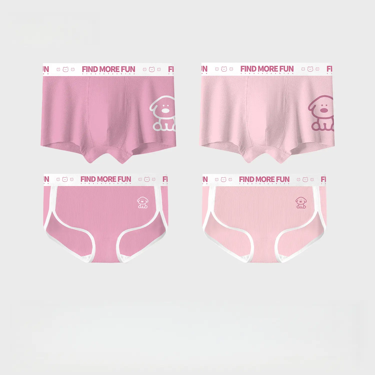 Couple Underwear, Waffle Knit, Antibacterial Crotch, Mid-Waist, Breathable, Heart Pattern, Ideal for Gifts!