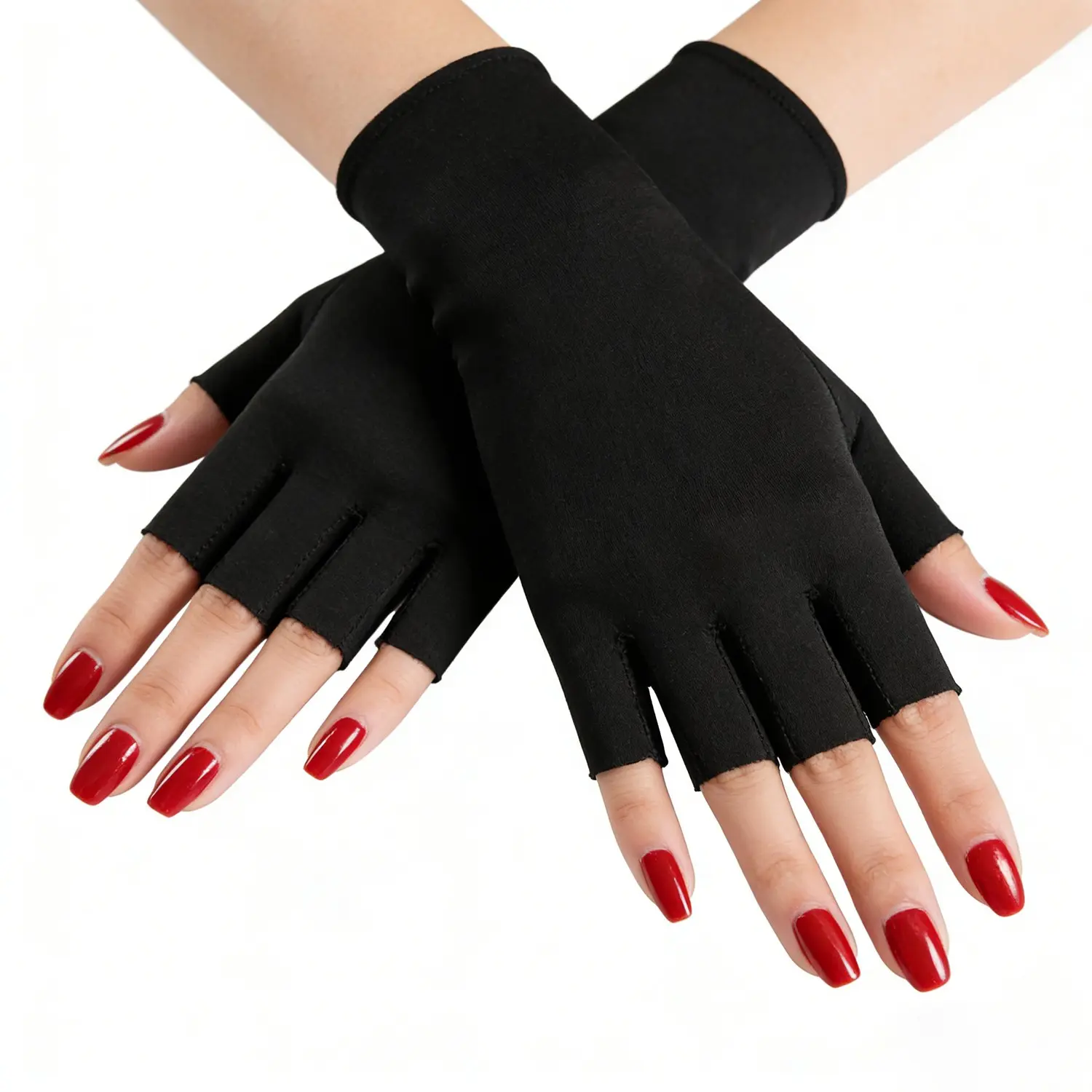 Professional UV Protection Gloves for Gel Nail Lamp, Upf50+ Sunshade Gloves for Manicures, Breathable Fingerless Unisex Gloves for Women & Men, Protects Hands From Sun & Nail Dryer, All Season Use, Black