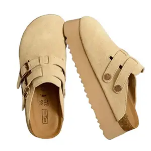 Custom Women’s Genuine Leather Clogs – Stylish Two-Strap Mules with 6cm Thick Soft Sole, Comfortable Sandals & Slippers for Ladies