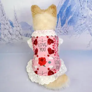 Love Pet Dress Dog Clothes  Rose Dress Cherry Top Teddy Pomeranian Cute Clothing Dog Clothes for Small Dogs Puppy