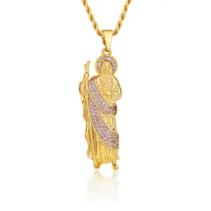 MYTYS San Judas Necklaces CZ Cubic Zircon Pendant Necklace Gold Chain Gift for Women Girl Elegant Jewelry