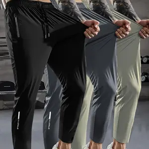 Men's Solid Color Drawstring Waist Jogger Pants, Casual Comfy Regular Fit Pocket Joggers Trousers for Daily Wear, Athleisure Pants for Men, Gym Clothing, Sport Pants, Cuffed Joggers, Casual Athletic Joggers, Fitness Trousers, Cargo Jogger Pants SpringStat