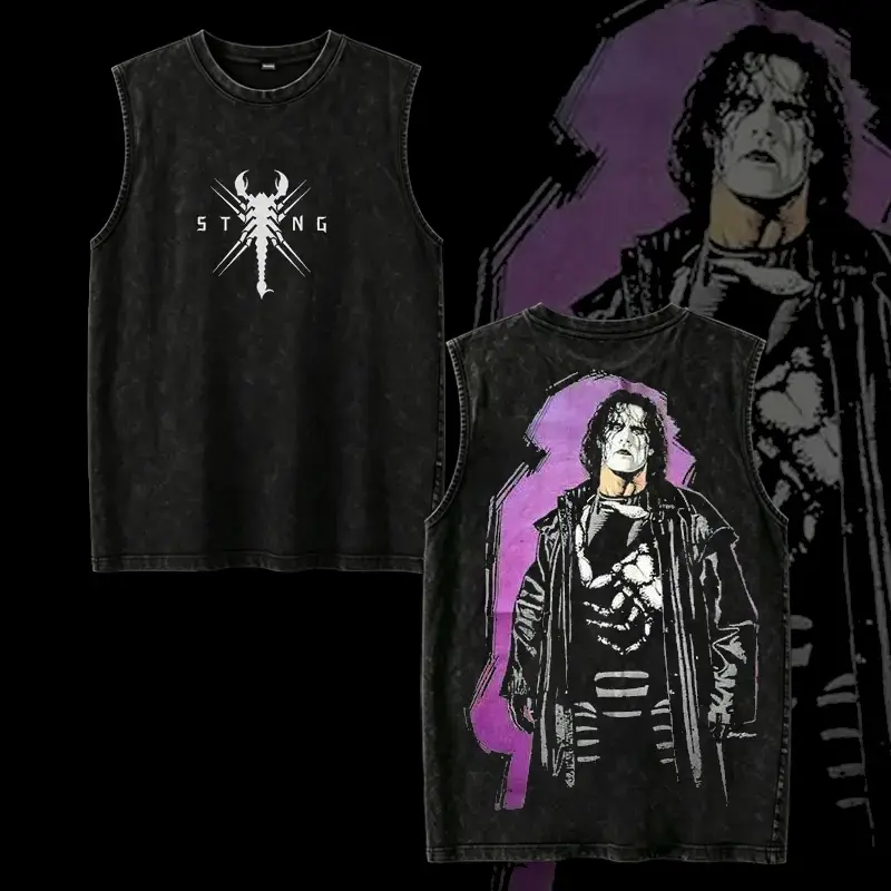 WWE Sting Washed Tank Top, Wrestling Legend Graphic Vest, Vintage Fan Sleeveless Shirt