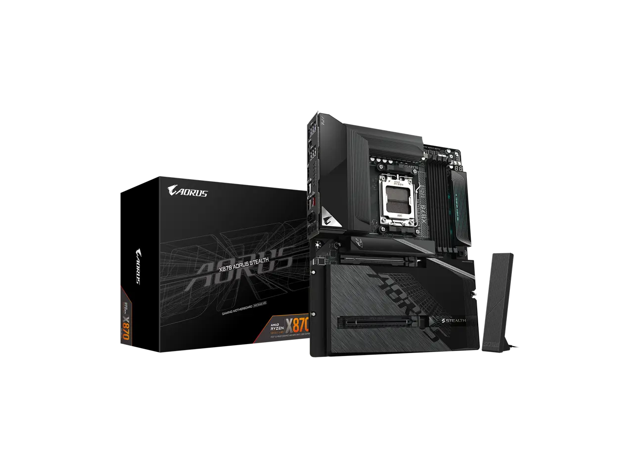 GIGABYTE X870 AORUS STEALTH AMD AM5 ATX Motherboard, Supports AMD Ryzen 9000/8000/7000 Series, DDR5, 16+2+2 Power Phase, 4x M.2, PCIe 5.0, USB4, WIFI7, 5 GbE, PCIe EZ-Latch Plus, 5-Year Warranty