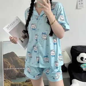 Cartoon Chiikawa Hachiware Pajama Girl Summer Short-sleeved Shorts Cute Usaqi Home Clothes Suit Long Sleeve Trousers Pajama