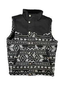 Lamasini Black & Gray Tribal Puffer Vest
