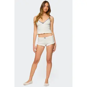 Avalon Dotted Pointelle Ruffle Shorts