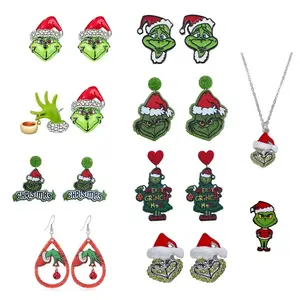 2026 Christmas Earrings Classic Cartoon Series Metal Acrylic Drop Earring for Woman Girl New Year Christmas Party Gift