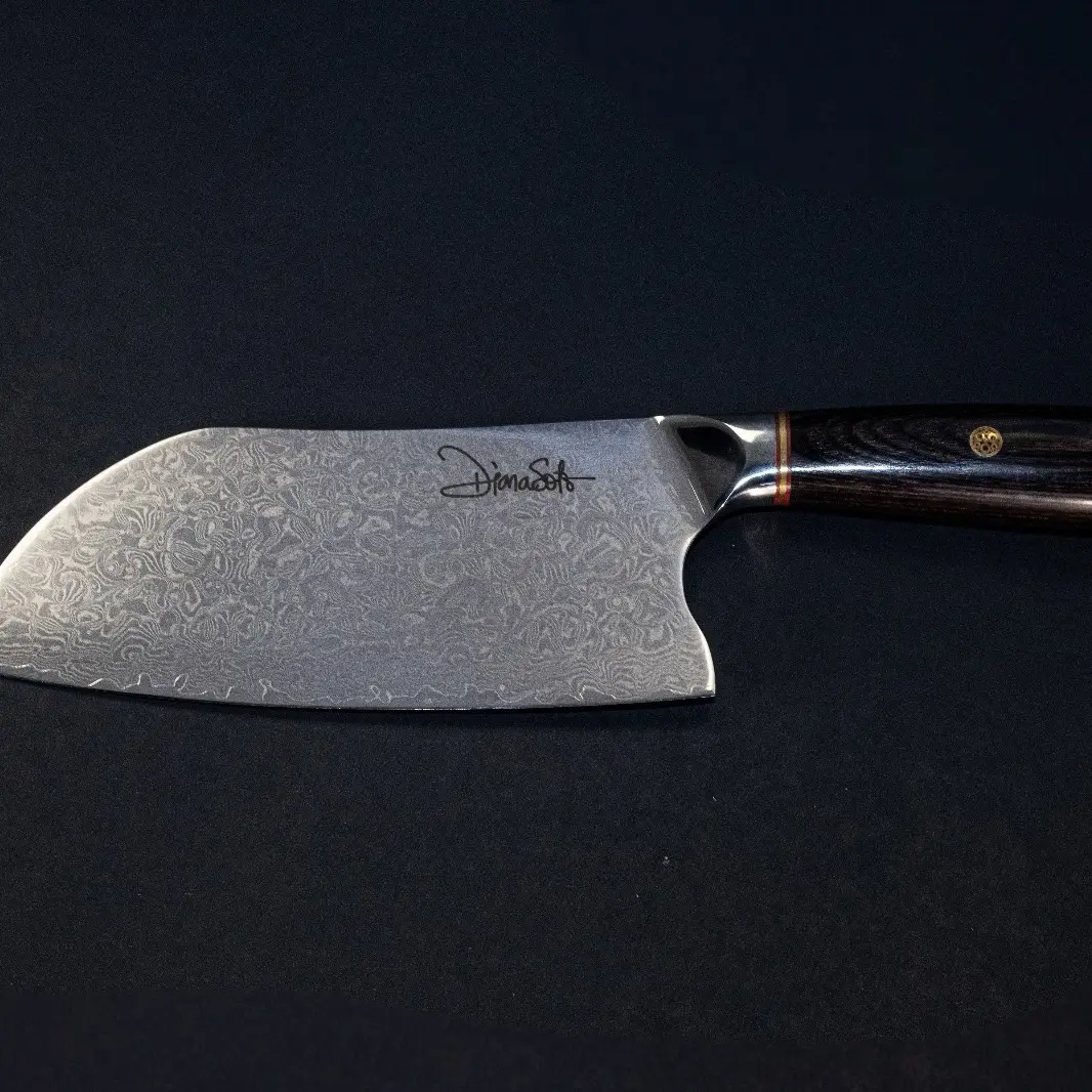 Damasco Chopper Knife - Kitchen Utensil for Cutting Vegetables and Fruits - Knives Blade Wooden