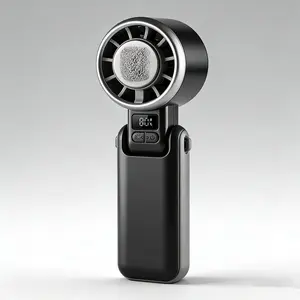 Portable Handheld Fan with Cold Compress, 5 Speeds Personal Fan with Digital Display, Rechargeable Mini Hand Fan for Cooling, Small Quiet Fan for Travel, Office & Outdoor, Black