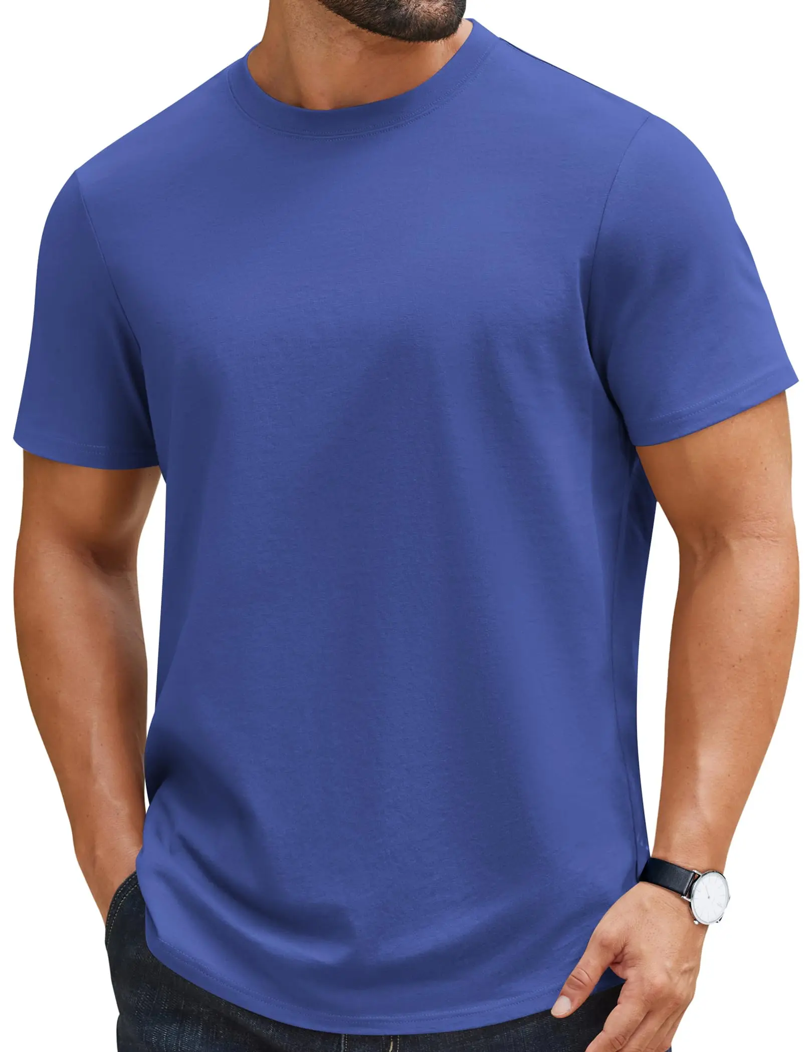 COOFANDY Mens T-Shirts 100% Cotton Crewneck Short Sleeve Tees Casual Plain Shirts