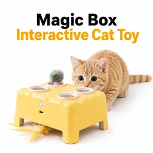 2-in-1 Interactive Cat Toy: Automatic Whack-a-Mole & Rotating Feather Teaser, 3 Play Modes, Non-Slip Weighted Base, Smart Auto Shut-Off, USB-C Rechargeable, Cat Enrichment for Bored & Picky Indoor Cats