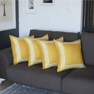 Decorative Throw Pillow Set of 4 Greek Key Square for Couch, Bedding